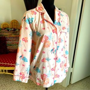 Margaritaville Pajama Shirt! Jimmy Buffet! Pink Parrot Print Cotton Top!